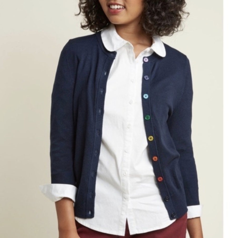 *new! Modcloth rainbow button cardigan sz 1X fits like XL